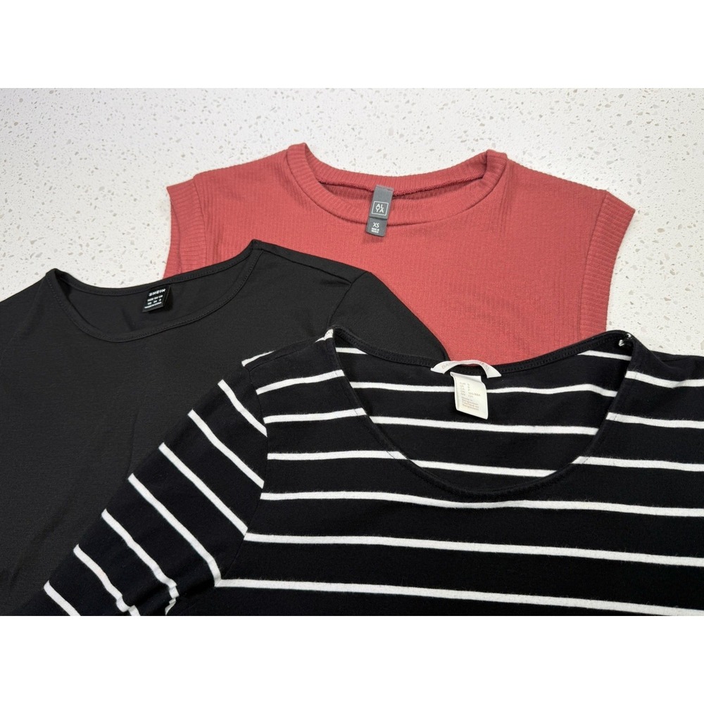 H&M SHEIN A New Day XS Striped Solid Knee & Long Dresses Lot Black Pink White
